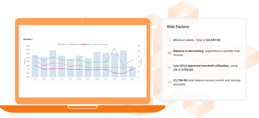 Laptop screen showing data and graphs