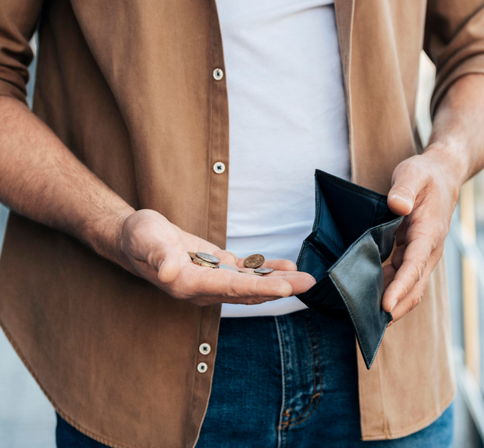 Close Up Hands Holding Wallet Coins 1